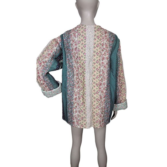 Vintage 70s Floral Cottagecore Patchwork Calico Quilted Granny Core Coat Jacket - Picture 5 of 9